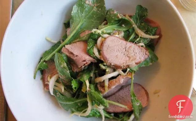 Dinner Tonight: Pork Tenderloin with Arugula, Endive and Walnut Vinaigrette