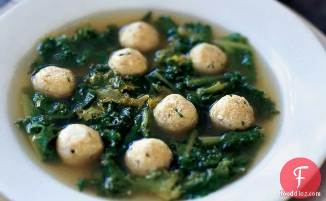 Soup of Bitter Greens with Cheese Dumplings