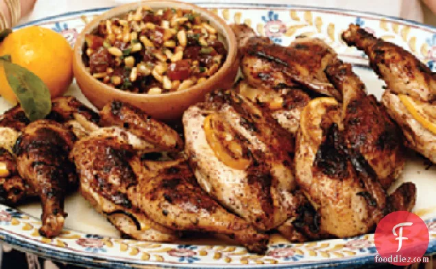 Grilled Cornish Game Hens with Lemon, Sumac, and Date Relish