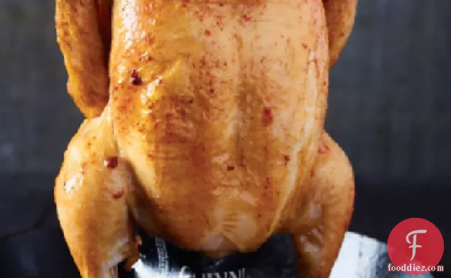 Beer-Can Roasted Chicken with Fig-Jam Pan Sauce