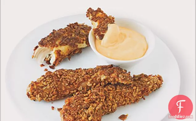 Pan-Fried Chicken Fingers with Spicy Dipping Sauce