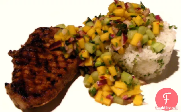 Tropical Grilled Pork Chops With Mango Chutney Salsa