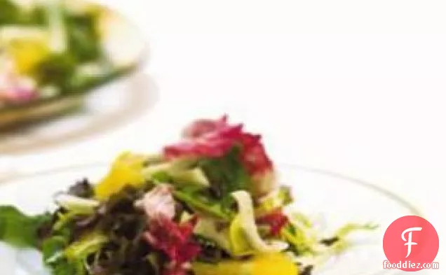 Mixed Lettuce, Fennel & Orange Salad With Black Olive Vinaigrette