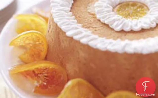 Brown Sugar Angel Food Cake with Candied Citrus Slices