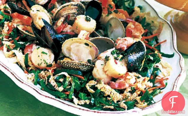 Seafood Salad With Collard Greens Slaw