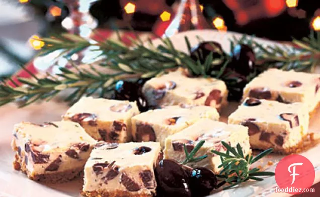 Savory Kalamata Cheesecake Squares