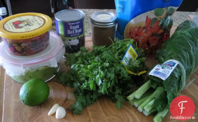 Shrimp + Beans In Greens Burritos