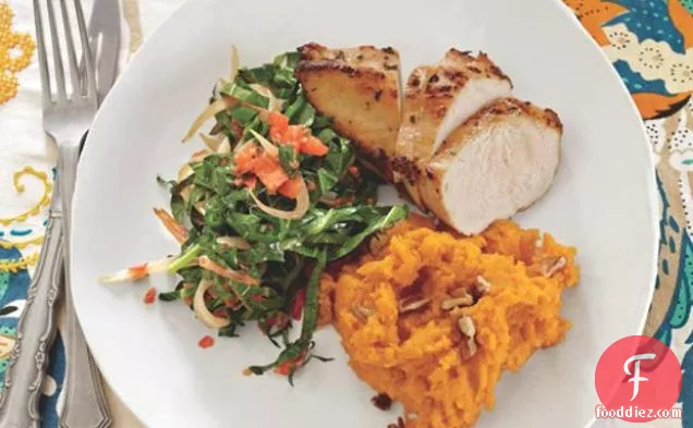 Chicken With Sweet Potatoes And Collard Greens