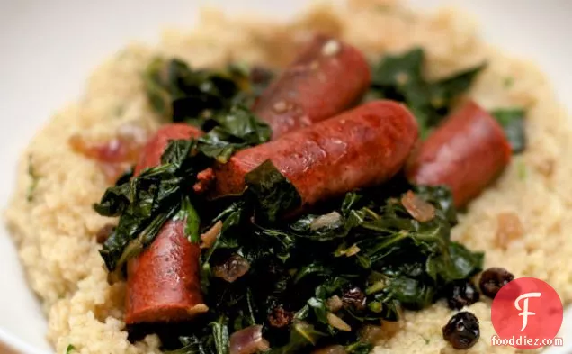 Dinner Tonight: Merguez Sausage with Collards and Couscous