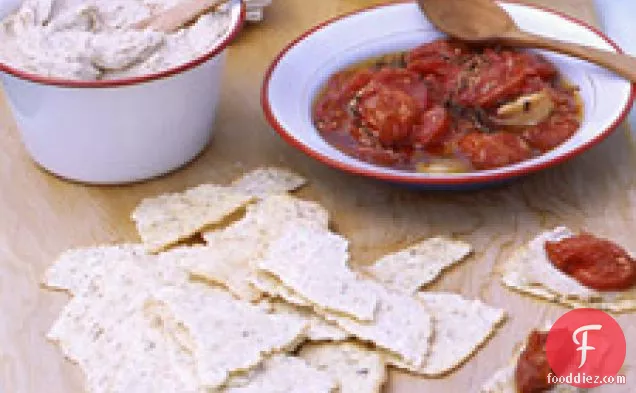 Smoked-bluefish Pate With Roasted Tomatoes On Crackers