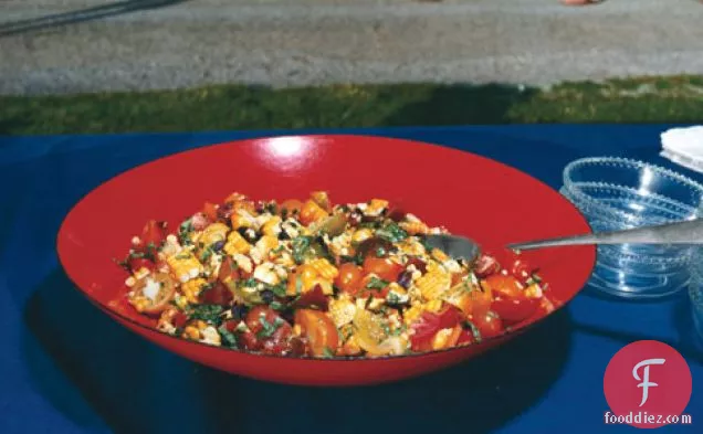 Heirloom Tomato And Grilled-corn Salad With Basil Vinaigrette