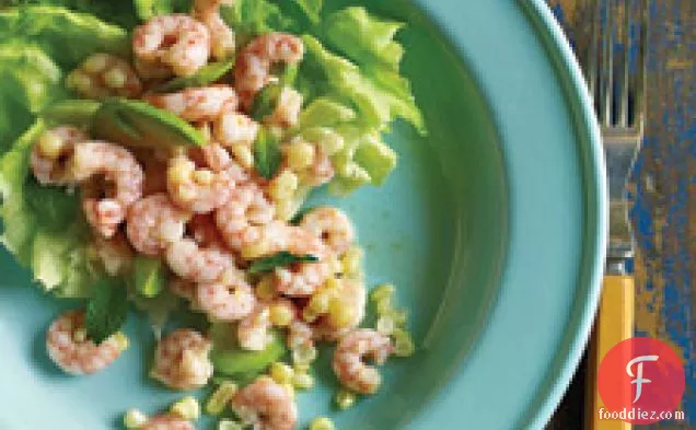 Shrimp And Corn Salad In Bibb Lettuce Cups
