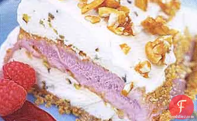 Raspberry-Pistachio Ice Cream Pie with Almond Praline