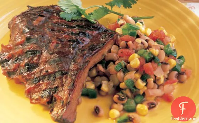 Barbecued Ribs With Corn And Black-eyed-pea Salad