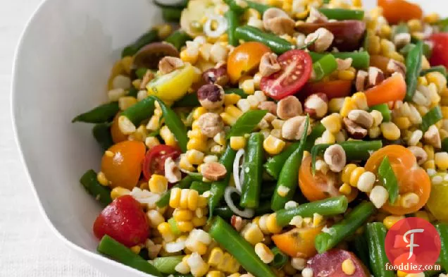 Sweet Corn Salad with Green Beans and Hazelnuts