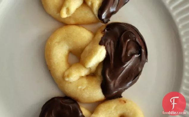 Chocolate Dipped Almond Pretzel Cookies