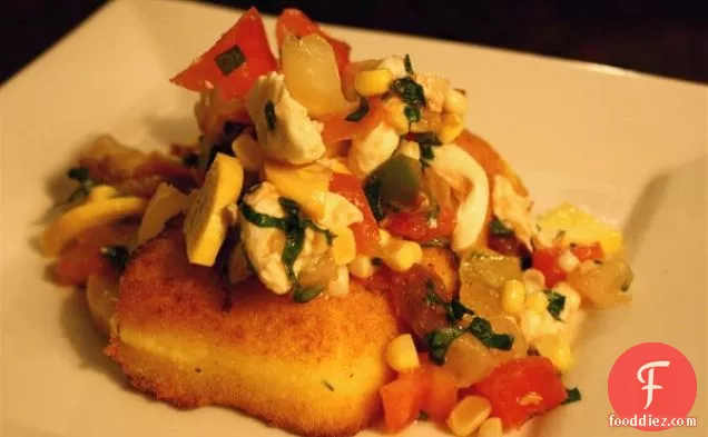 Parmesan Polenta Steaks With Heirloom Tomato-corn Salad And Cri