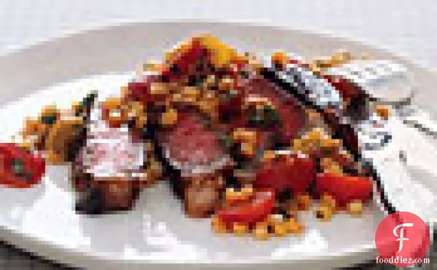 Rib-Eye Steak with Warm Tomato Corn Salad