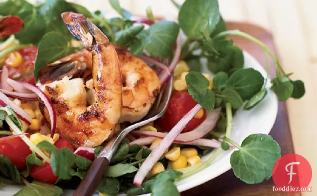 Corn and Tomato Salad with Shrimp and Watercress