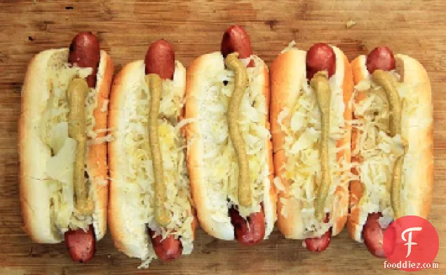 Grilled Hot Dogs with Sauerkraut