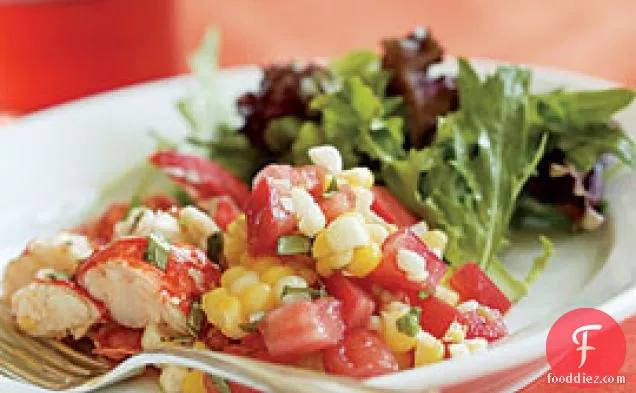 Tomato, Corn & Basil Salad With Lobster