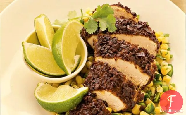 Blue Tortilla- Crusted Chicken With Corn Salad