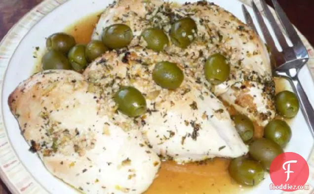 Roast Lemon-Garlic Chicken With Green Olives