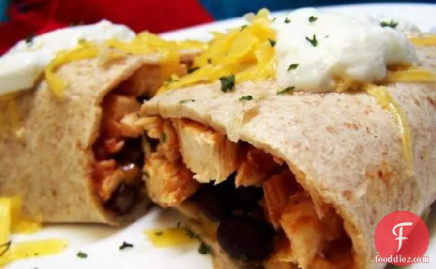 Chicken Burritos With Cheese and Black Bean Salsa