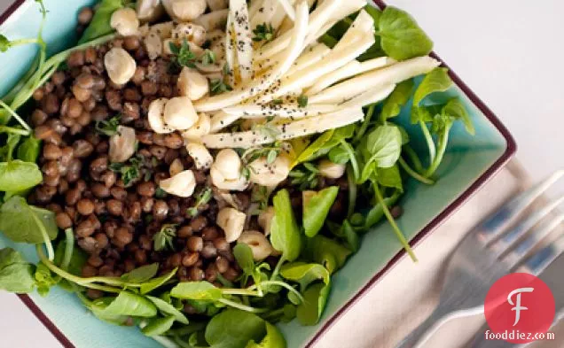 Lentils, Parsnip And Watercress With Truffle Oil