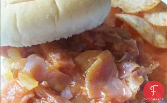Crock Pot BBQ Ham Sandwiches