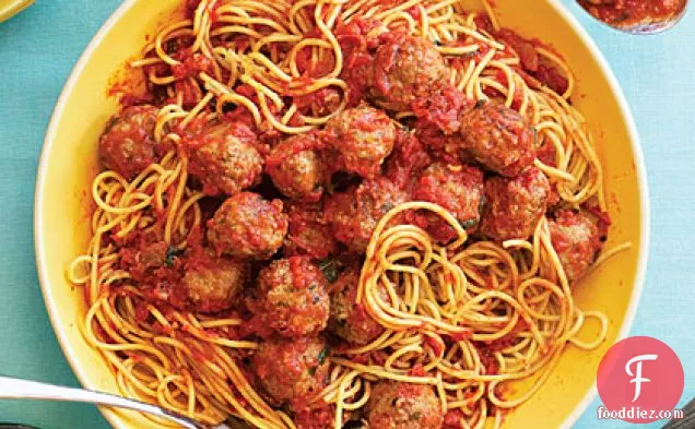 Campanile's Spaghetti and Meatballs in Red Sauce