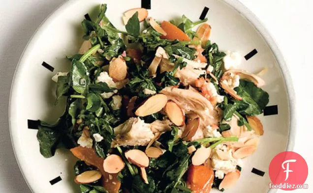 Chicken And Watercress Salad With Almonds And Feta