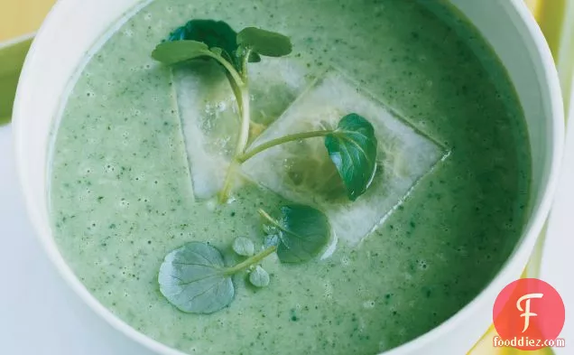 Watercress Soup with Pickled Cucumbers