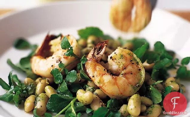 Shrimp Salad with Watercress, Cannellini Beans and Mint