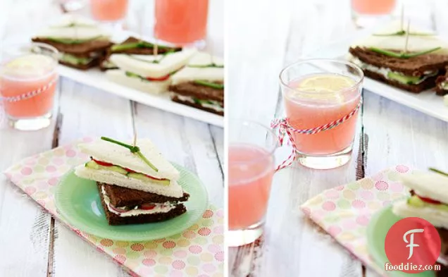 Cucumber Tea Sandwich With Radish And Watercress