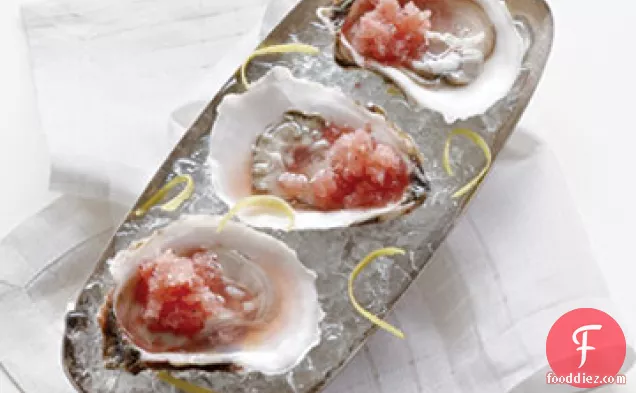 Oysters on the Half Shell with Watermelon Granita