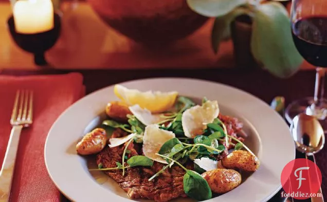 Grilled Rib-Eye Tagliata with Watercress and Potatoes