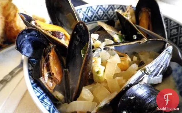 spicy mussels in white wine sauce