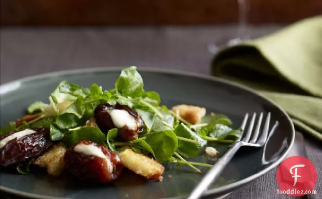 Roasted Mascarpone-Filled Dates with Watercress & Brioche