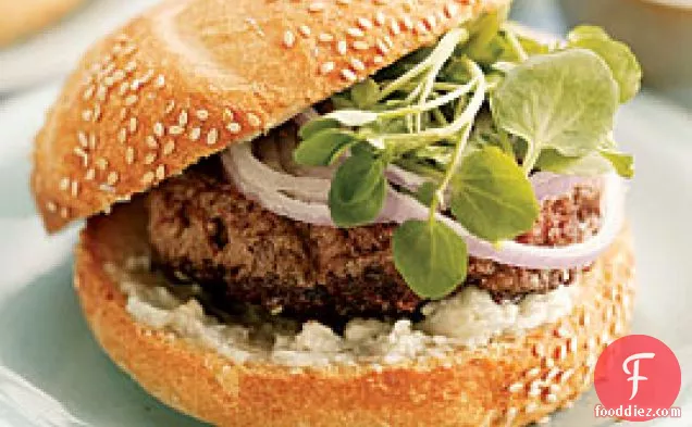 Hamburgers With Watercress & Roquefort Butter