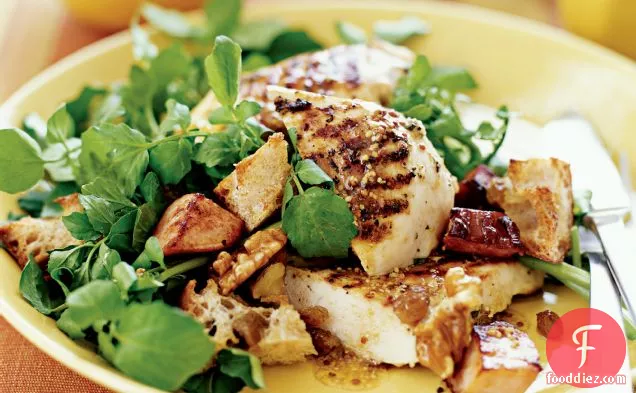 Grilled Chicken and Watercress Salad with Canadian Bacon