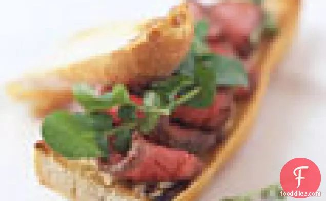 Steak Sandwiches with Horseradish Mustard Butter and Watercress