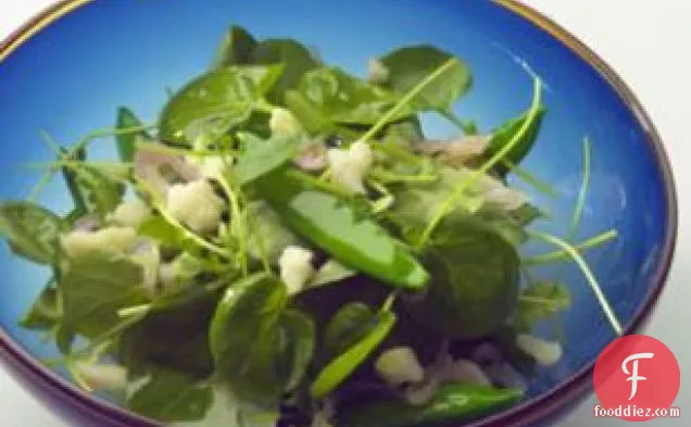 Watercress & Sugar Snap Salad With Warm Sesame-shallot Vinaigrette