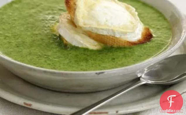 Watercress Soup With Goat's Cheese Croûtes