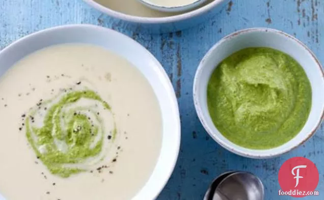 Shallot Soup With Watercress Purée