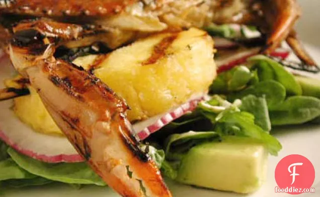 Grilled Soft-Shell Crab and Pineapple Salad with Watercress