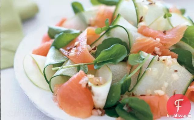 Smoked Salmon And Cucumber Ribbon Salad With Caraway