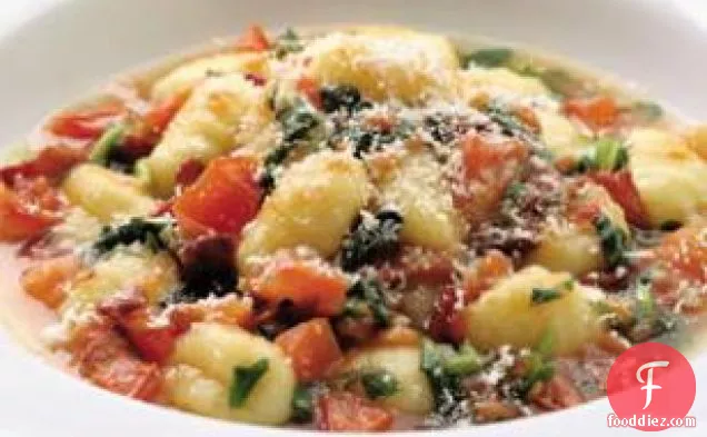 Gnocchi With Tomatoes, Pancetta & Wilted Watercress