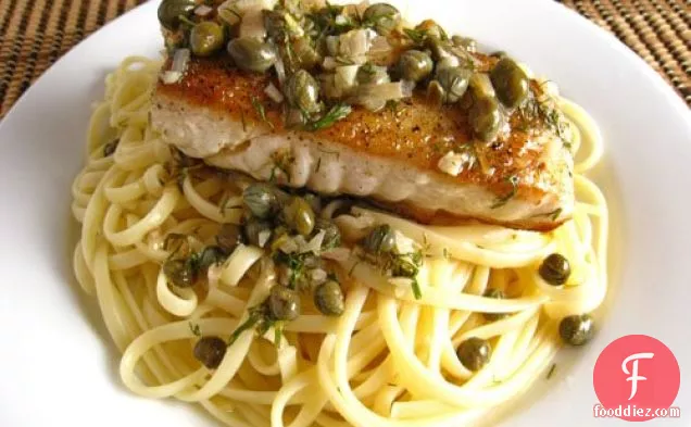 Halibut With Lemon, Butter, Caper And Dill Sauce