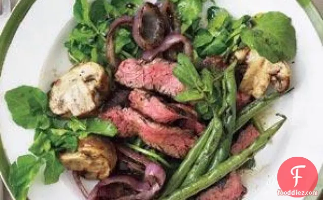 Grilled Steak, Mushroom, And Green Bean Salad Recipe
